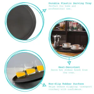 Oval Non-Slip Serving Trays - 73.5cm x 60cm - Black - Pack of 6