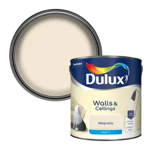 Dulux Walls & ceilings Magnolia Matt Emulsion paint, 2.5L