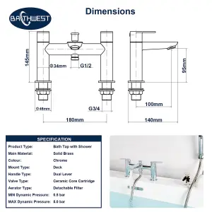 BATHWEST Bathroom Double Handle Mixer Monobloc Tap with Handheld Shower Head Chrome