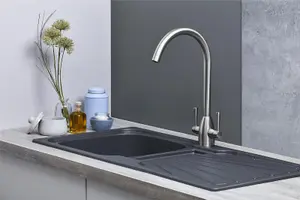 Liquida CMP5GR 1.0 Bowl Reversible Graphite Grey Kitchen Sink With Waste Kit