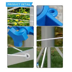 Freestanding Rotary Airer 15M Steel Portable Outdoor Clothes Washing Line Dryer