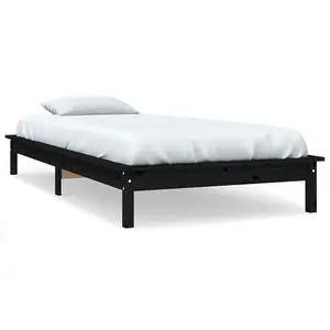 Berkfield Bed Frame Black 75x190 cm Small Single Solid Wood Pine