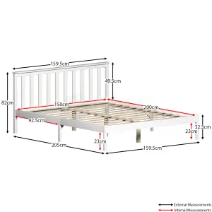 Vida Designs Milan White 5ft King Size Wooden Bed Frame - Low Foot End