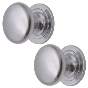 AFIT Victorian Satin Chrome Cupboard Knob - 25mm - Pack of 2