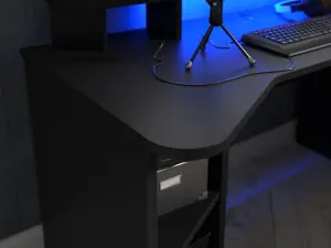 Loadout Black Gaming Desk with Colour Changing LED