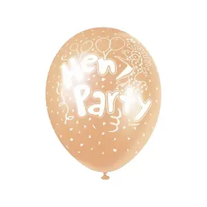 Unique Party Latex Pearlised Hen Party Balloons (Pack of 5) White/Ivory (One Size)