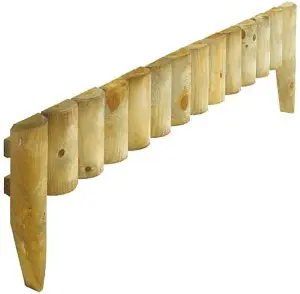 Pack of 5 Wooden Log Picket Fence Panels Garden Wood Lawn Border Flower Edging Fencing Easy To Fix Timber  - 150 X 1000 mm