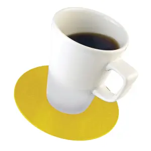 Yellow Silicone Rubber Anti Slip Circular Coasters - 14cm Dia - Dishwasher Safe