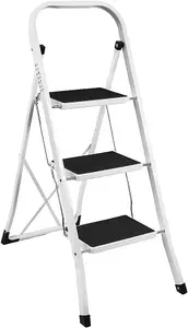 MantraRaj 3 Step Ladder Folding Step Stool Multi-Use Ladder for Household, Kitchen, Office Heavy Duty Handgrip Anti Slip Pedal