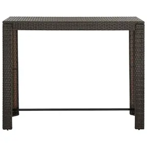 Berkfield Garden Bar Table Brown 140.5x60.5x110.5 cm Poly Rattan