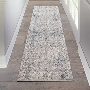 Beige Easy to Clean Floral Optical/(3D) Modern Rug for Living Room, Bedroom - 66 X 229 (Runner)