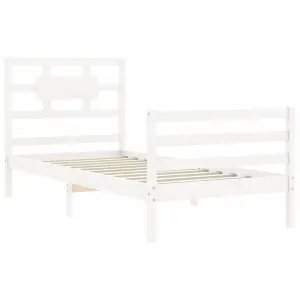 Berkfield Bed Frame with Headboard White 90x200 cm Solid Wood