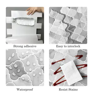 10Pcs Peel and Stick Waterproof Decorative Backsplash Self-Adhesive Wall Tiles for Kitchen and Bathroom (2.5mm T)