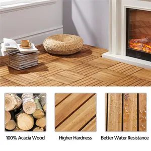 30cm L x 30cm W Interlocking Wood Deck Tile (Set of 27) (Set of 27)