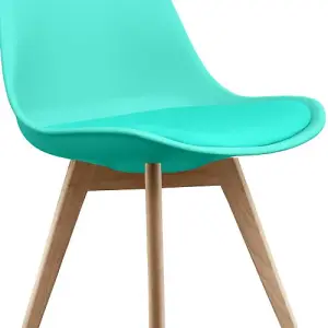 Soho  Aqua Plastic Dining Chair with Squared Light Wood Legs