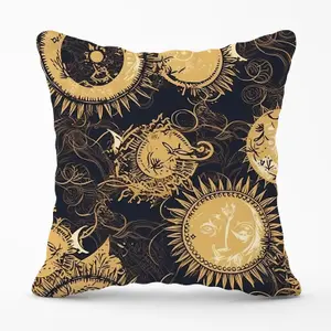 Moon and Sun Gold Blue Outdoor Cushion 45cm x 45cm