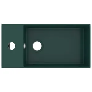 Bathroom Sink with Overflow Ceramic Dark Green