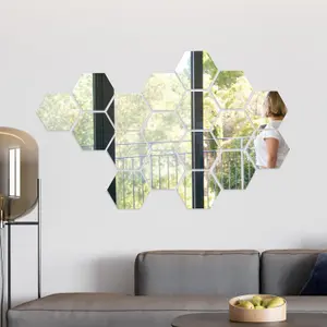 Walplus Hexagonal Mirror Sticker Wall Sticker Bedroom Home Decorations