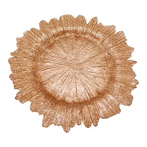 Neel Blue Charger Plates for Table Decoration - Rose Gold With Vintage