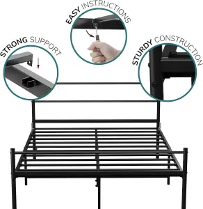 House Of Home King Size Bed Frame in Black Easy Assembly Bed Frame Under Bed Storage