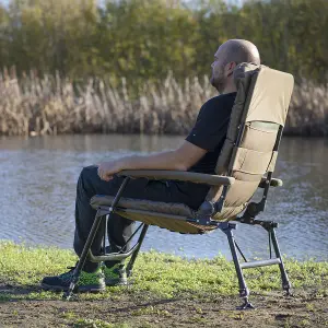 Dellonda Deluxe Portable Fishing Chair Reclining Adjust. Padded Armrests - DL73