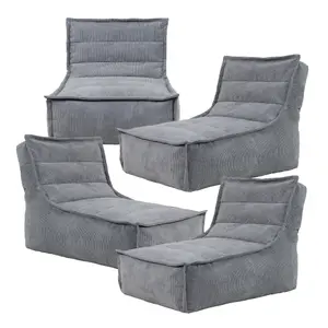 icon Otto Charcoal Grey Corduroy Lounger Set of 4 Bean Bag Chair