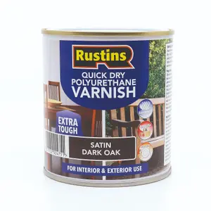 Rustins Quick Drying Polyurethane Varnish Satin Dark Oak 250ml