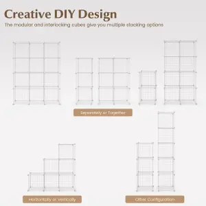 Costway 12 Cube Storage Shelf Rack DIY Wire Grid Bookcase Display Cabinet Organiser