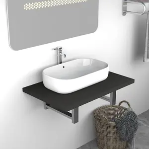 Berkfield Bathroom Wall Shelf for Basin Grey 60x40x16.3 cm