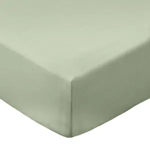 Bianca Fine Linens Bedroom 200 Thread Count Cotton Percale Fitted Sheet 32cm Depth Sage Green