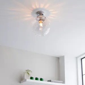 Anson Lighting Monterrey Bathroom Flush light finished in Chrome plate and clear dimpled glass