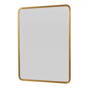 71cm H Surface Mount Rectangular Bathroom Storage Mirror Cabinet with Round Corner in Gold