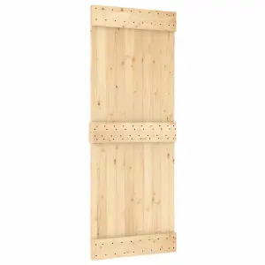 Berkfield Sliding Door with Hardware Set 80x210 cm Solid Wood Pine