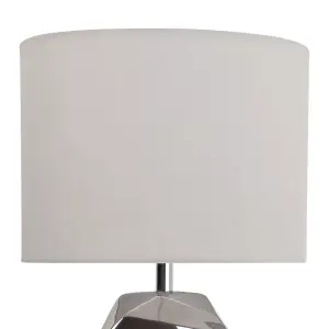 First Choice Lighting Sculptured Metallic Ceramic 38cm Table Lamp with White Fabric Shade