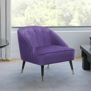 Velvet Purple Slipper Bedroom Accent Chair