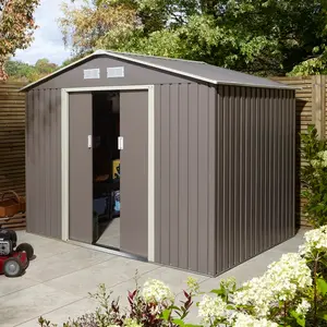 Trentvale 8X6 Metal Apex Shed Light Grey Light Grey