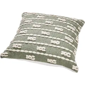 Indoor / Outdoor Striped Square Throw Cushion Green