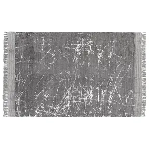 Viscose Area Rug 140 x 200 cm Grey HANLI