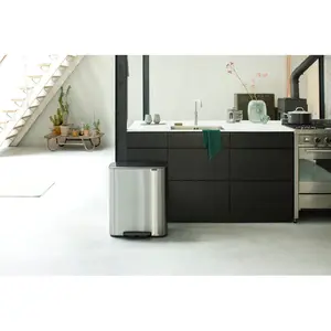 Brabantia Bo 30 Litre + 30 Litre Pedal Bin with Two Inner Buckets Matt Steel