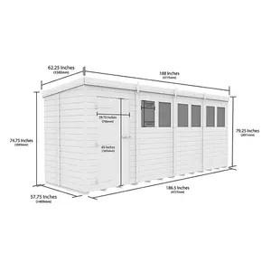 DIY Sheds 16x5 Pent Shed - Single Door Without Windows