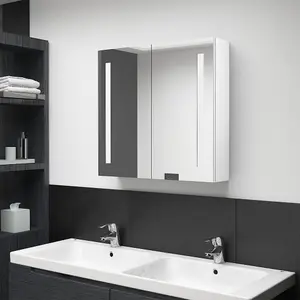 Berkfield LED Bathroom Mirror Cabinet Shining White 62x14x60 cm