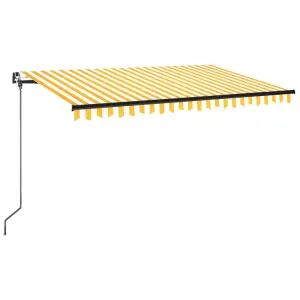 Berkfield Manual Retractable Awning with LED 400x350 cm Yellow and White