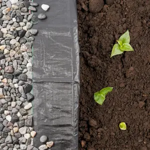 Harbour Housewares 110gsm Weed Control Membrane Set with Pegs & Plates - 4m x 50m (4 Rolls)