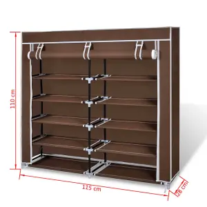 Fabric Shoe Cabinet with Cover 115 x 28 x 110 cm Brown