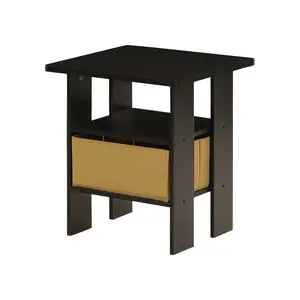 Joseph Side Table Nightstand with Bin Drawer, 2 per set (Set of 2) Espresso