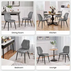 Yaheetch Set of 2 Velvet Dining Kitchen Chairs with Metal Legs Light Grey