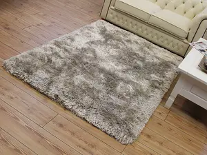 Beige Easy to clean Plain Handmade , Luxurious , Modern , Plain , Shaggy , Sparkle Rug for Living Room, Bedroom - 160cm X 230cm