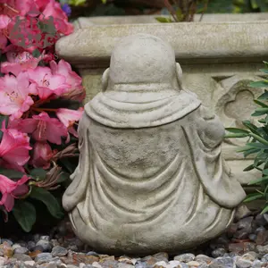 Content Buddha Stone Statue Reconstituted Oriental Monk Outdoor Garden Ornament