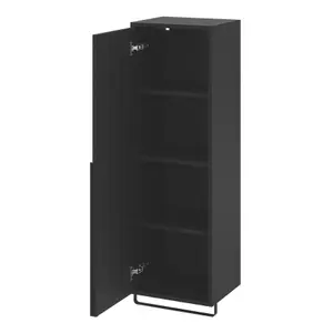 GoodHome Maza Slimline Matt Black Single Bathroom Column cabinet (H)115cm (W)36cm