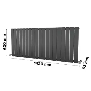 Ximax Vertirad HW6001420A Anthracite Gas Horizontal Designer panel 3335BTU Radiator, (W)1420mm x (H)600mm